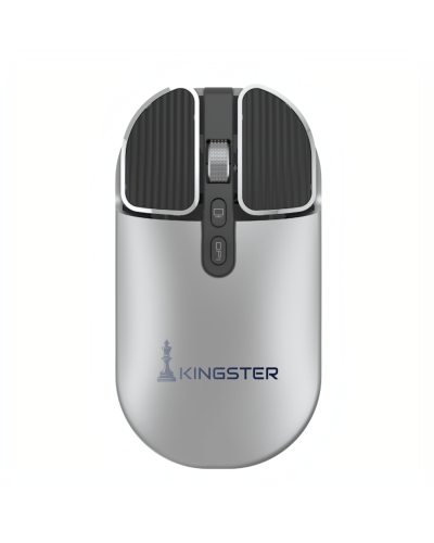 KINGSTER® Wireless Bluetooth Rechargeable Mouse – Silent Click, Dual Mode (BT 5.2 + 2.4GHz), Silvar